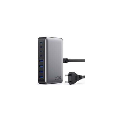 200-W-USB-C-Schnellladegerät mit GaN-III-Technologie, 8-Port-PD-QC-PPS-Steckdosenleiste, kompatibel mit 65-W-Netzteilen