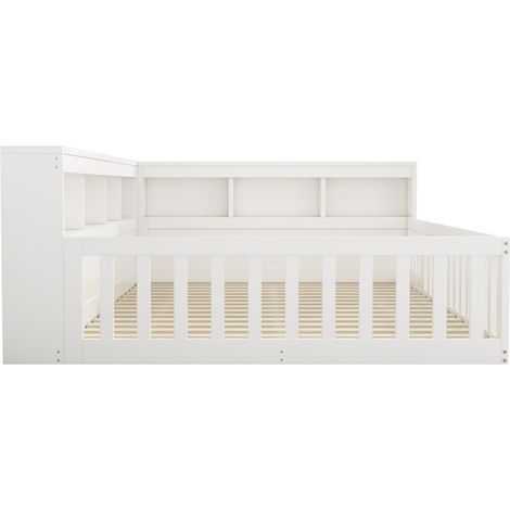 Letto banquette 140 x 190 cm con contenitore e porta USB bianco HOMVRA (1/5)