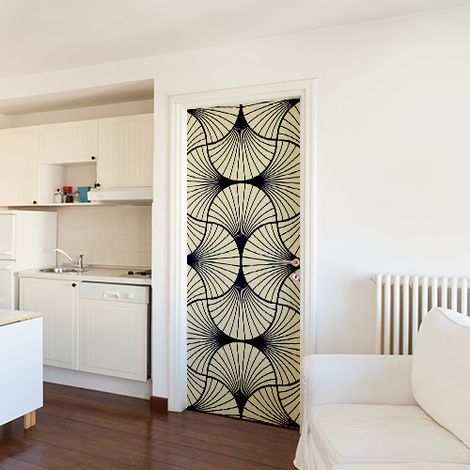 Sticker Porte Éventail Bleu et Blanc, Décoration Intérieure, 204 cm X 83 cm - Idéal pour Habiller Vos Murs et Portes (1/4)