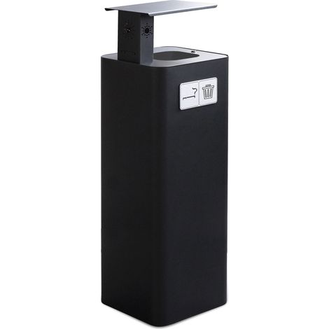 Pattumiera Per Raccolta Rifiuti 30x30xh102 cm In Acciaio Verniciato con Coperchio Basculante Nero (1/2)