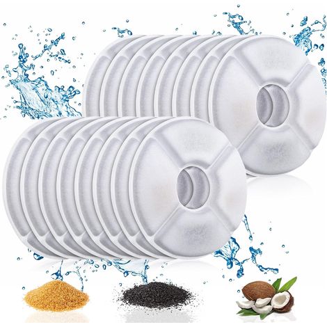Lot de 16 filtres de rechange pour fontaine à eau pour animaux (compatible avec la plupart des fontaines automatiques de 2,4 L / 81 oz pour chats et chiens) (1/5)