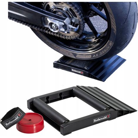 Rodillos de servicio de aluminio para la rueda trasera de una rampa para motocicletas Rothewald (1/5)