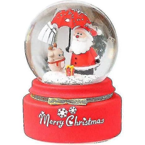 Boule à neige de Noël en cristal avec le Père Noël (rouge) - Boule à neige pour enfants - Boîte à musique en cristal - Nouveauté Noël (1/4)