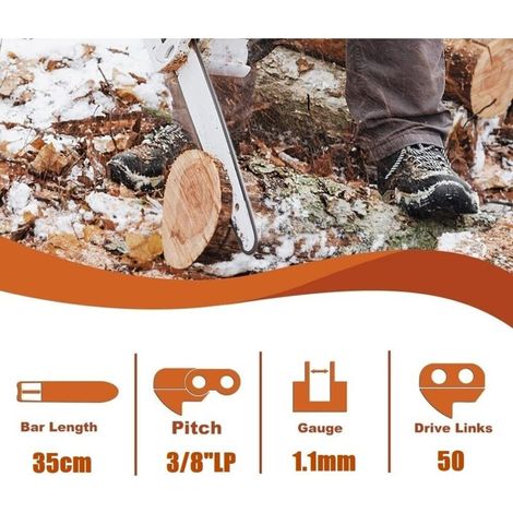 Lot de 3 Chaîne de tronçonneuse Faible Rebond 3/8"LP 50 maillons 1,1mm 35 cm Compatible pour Stihl MS170 MS180 (1/4)