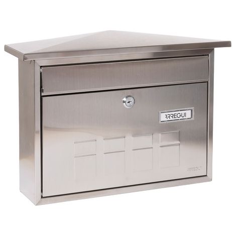 ARREGUI Deco E5707 Buzón Exterior de Acero Inoxidable, Tamaño M (Correo DIN A4 y Revistas), Buzón de Correo, Buzón de Pared de Fondo Estrecho, Antilluvia, Anticorrosivo, Fácil de Instalar, Inox (1/5)