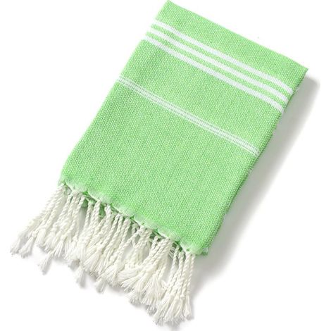 Serviette de plage en coton, serviette de bain absorbante à rayures (verte)
