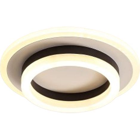 Plafonnier LED rond. design moderne. 20W. en acrylique et métal. température de couleur 3000K. convient aux salles de bains. chambres. cuisines. salons. salles à manger et bureaux (disponible en noir (1/5)