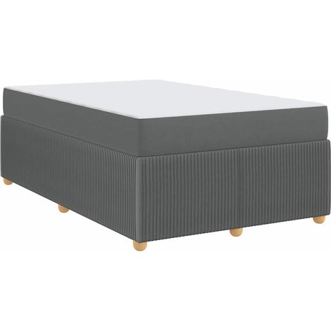 Lit double,Lit adulte,Cadre de lit avec matelas Gris foncé 120 x 190 cm tissu CFW1568122 (1/5)
