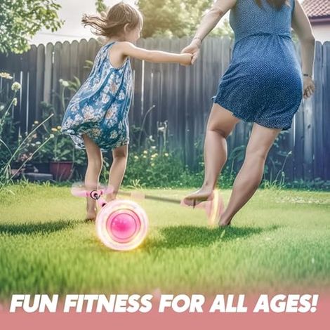 Anneau de saut lumineux pour enfants, roue à bascule avec roue lumineuse, balle de saut lumineuse, pliable, rose (1/4)