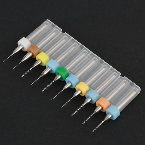 10 Leiterplattenbohrer (0,3–1,2 mm), kleine Hartmetallbohrer (1/5)
