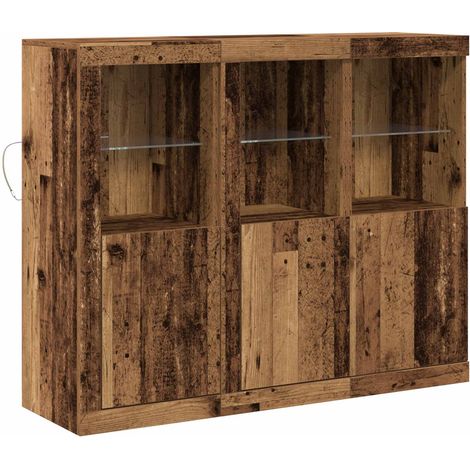 Maison Exclusive - Madia LED 3 pcs Legno vecchio 123 x 37 x 100 cm