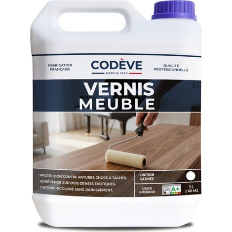 Vernis Meuble - 5 L - Codeve Bois - Pour La Protection De Votre Meuble, Table, Buffet Ou Armoire En Bois.