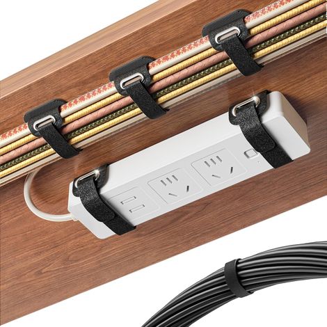 Gestion des câbles sous Le Bureau, Compatible avec Toutes Les multiprises Organisateur de câbles à Prise renforcée pour Les Gros Faisceaux de câbles, 8 Paires (1/5)