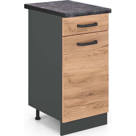 Mueble bajo de cocina R-Line, Roble dorado, 40 cm , ET Antracita, Vicco