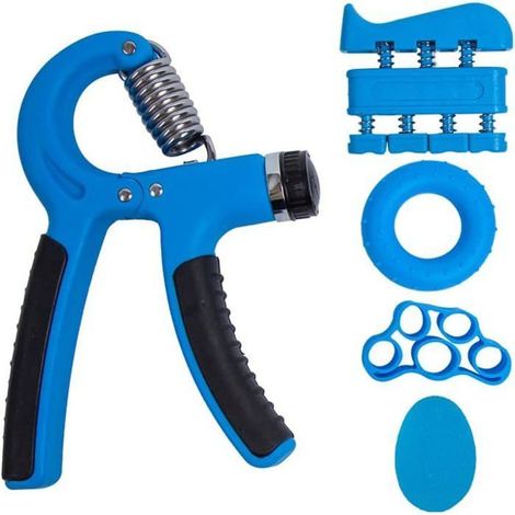 Kit de renforcement des mains et des avant-bras (5 pièces) : entraîneur de préhension réglable, exercice des doigts, bande de rési,m (1/5)