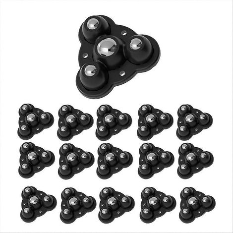 16Pcs Roulettes Silencieuses Adhésives Universelles 4 Billes, Noir (1/5)