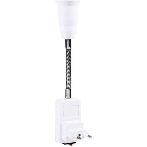 Jeffergarden E27 Lamp Holder Socket E27 Adapter Plug with Switch Metal (EU Plug) (1/4)