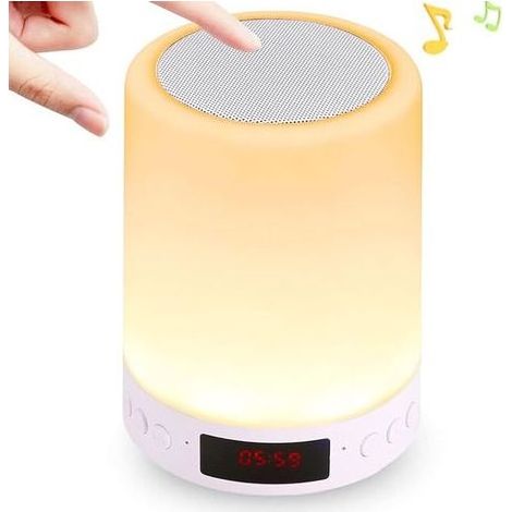 Lampe Haut-Parleur Bluetooth, Son de la Lampe de Chevet Tactile Avec Affichage de L'heure par LED, Audio Bluetooth de Bureau Avec 3 Modes de Luminosité et 7 Commutateurs de Couleur (1/5)