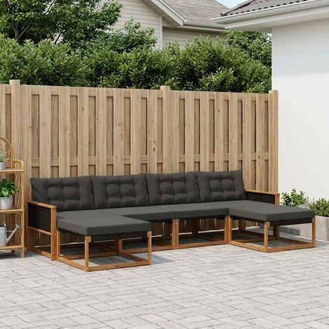 vidaXL Outdoor-Sofagarnitur 6 Stk. Natürlich und Schwarz (1/5)