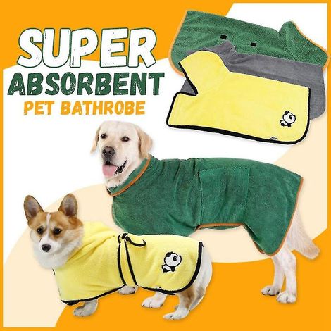 Grüner Mikrofaser-Trockenmantel für Hunde, ideal zum Baden von Haustieren (1/3)