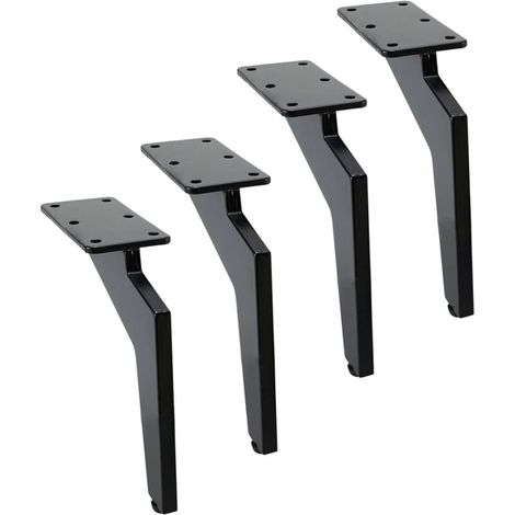 Pieds de meubles de cuisine à monter soi-même, adaptés aux tables basses, armoires, lits, canapés, etc., en métal noir robuste, silencieux et antidérapants, lot de 4. (1/4)