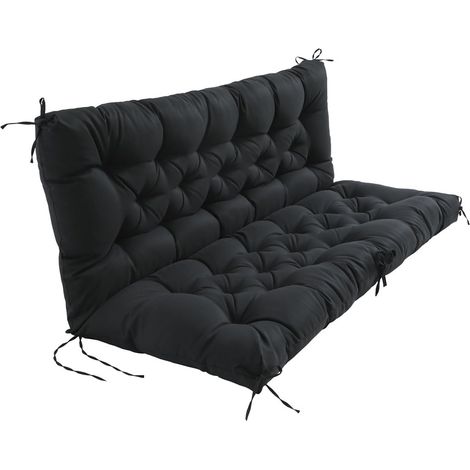 Garden Bench Cushions, Outdoor Bench Cushion, Garden Swing Seat Cushion, Hollywood Style Swing Seat Cushion (Black, 120x50x50cm) (1/5)