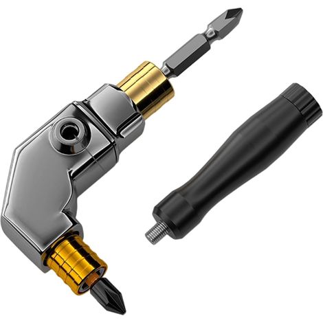 Adaptateur de foret à angle droit en alliage d'acier durable avec interfaces de 6,35 mm, facile à utiliser dans les zones confinées, outil d'angle multifonction (1/5)