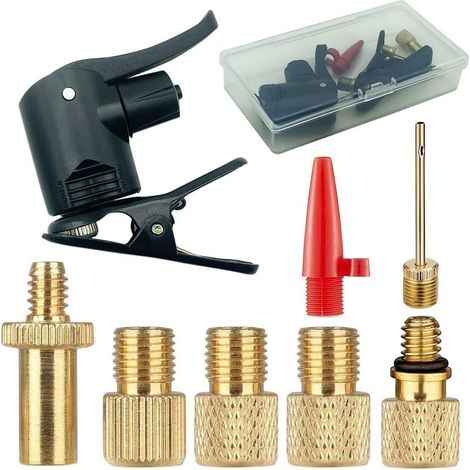 Adaptateur de tête de pompe multi-valve, adaptateur de valve de vélo avec tête et adaptateur de valve à clip, adapté à tous les pneus de vélo, compresseur de football de pompe à air de vélo (1/5)
