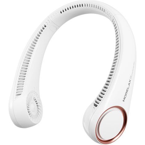 Ventilateur de cou pliable et portable, rechargeable par USB (2000 mAh), 3 vitesses réglables – Ventilateur tour de cou personnel pour la cuisine, le bureau, le camping et les voyages (Blanc) (1/5)