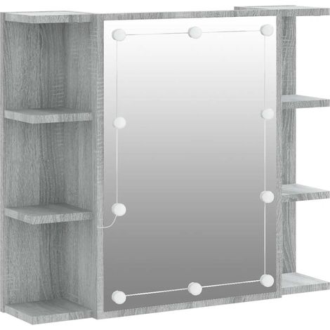 Mirror Cabinet with LED Grey Sonoma 70x16.5x60 cm vidaXL