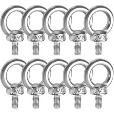 Lot de 10 Boulons à œil M611 en acier inoxydable 304 - Anneau de Levage - forme de bague Filetage mâle de de Poids Marin Boulons et divers équipements de levage d'ingénierie