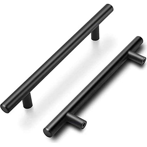 Lot de 15 poignées de meuble - 224 mm - Poignée barre creuse - En acier inoxydable - Avec vis - Noir (1/5)
