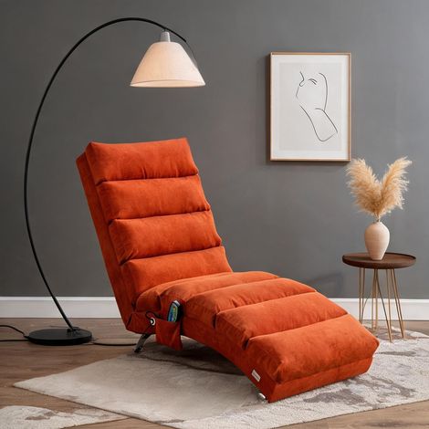 Fauteuil de massage orange en lin 148 x 55 x 84 cm (1/5)
