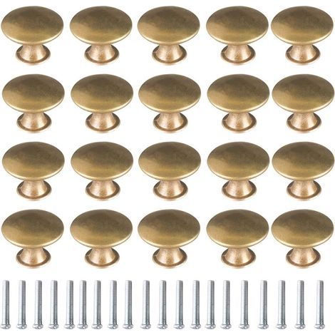 Brass Door Knob 20 Pieces Vintage Brass Handles Furniture Knobs Drawer Door Knobs Furniture Handle Vintage Furniture Knob for Drawer Cabinet Cupboard Kitchen Furniture (1/5)