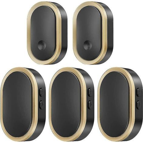 Wireless Doorbell Set, Ip55 Waterproof Wireless Doorbell, Flashing LED, 300 Meter Range, 2 Transmitters + 3 Receivers, 36 Ringtones, 5 Volume Levels (1/4)
