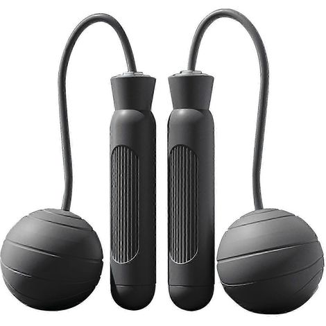 Corde à sauter sans fil, lestée et portable, silencieuse, idéale pour les adultes et les amateurs de fitness. Noire, de très haute qualité. (1/5)
