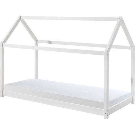 Lit Enfant & Matelas "Cabane" 90x200cm Blanc (1/4)