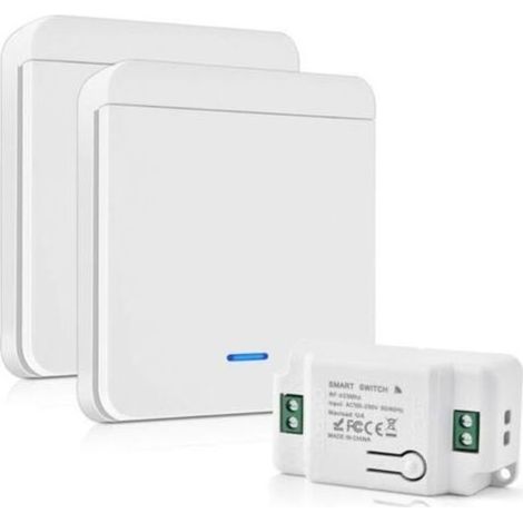 Interrupteur D'éclairage Radio 10A 230V Kit Interrupteur Sans Fil Sans Pile 200-2000W Interrupteur Va Et Vient Sans Fil Sans Câble Interrupteur Sans Fil Exterieur (1/4)