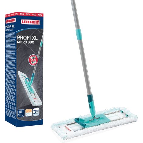 Leifheit – Lave-sol Profi XL micro duo – Housse double fibre pour nettoyage en profondeur – Largeur 42 cm – Articulation pivotante 360° (1/5)