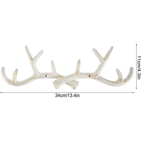 royaluxe - Creative Vintage Iron Deer Cornus Crochets Murale Cintre Chapeau Porte-Robinet Salle De Bains Serviettes Cintre Maison Suspendus Ornements(Blanc) (1/4)