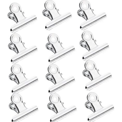 12 pièces - Clips alimentaires - clip en métal - argent - Clips de fermeture - Pour sceller les aliments - Clip de collation - Clip alimentaire - 50 mm - pour Café, bureau , Cuisine, maison (1/3)
