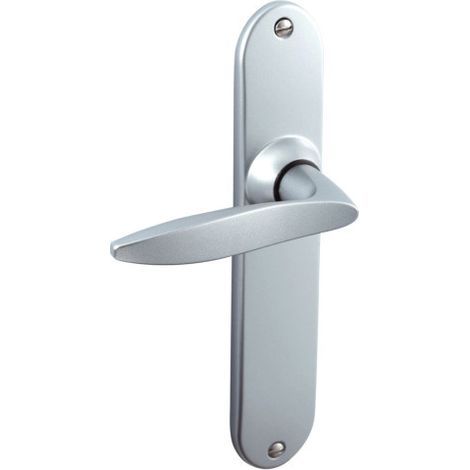 Ensemble de poignées de porte TWIST Chromé velours – Béquille et plaques solidarisées – Tige carrée 7 mm – Entraxe serrure 70 mm (1/3)