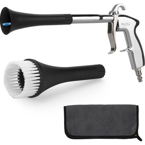 Pistolet de Nettoyage à sec avec 2 Jeux de Buses/Serviette, 6-9.2Bar  Pistolet de Nettoyage à Air Comprimé, Soufflette Haute Pression, pour Intérieurs de Voiture et Moquette (1/5)