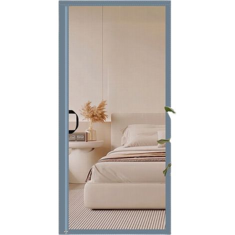 Mosquito net door curtain, magnetic closure, concealed simple opening, pet resistant, 80200 cm, grey. (1/5)