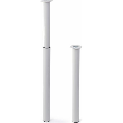 Pata extensible de acero cilíndrica con una altura de hasta 886 mm y acabada en blanco. Dimensiones: 60x100x866 mm -