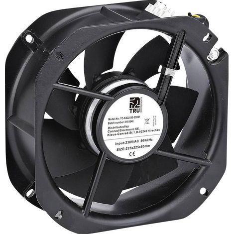 TRU COMPONENTS TC-NA22580-230B1 Ventilateur axial 230 V/AC 1150 m³/h (L x l x H) 225 x 225 x 80 mm Q028183
