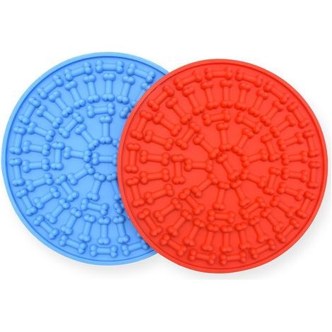 Plaque en Silicone pour animaux de compagnie, 2 pièces, fournitures pour animaux de compagnie, coussin à lécher pour chien, coussin à os avec ventouse (1/4)