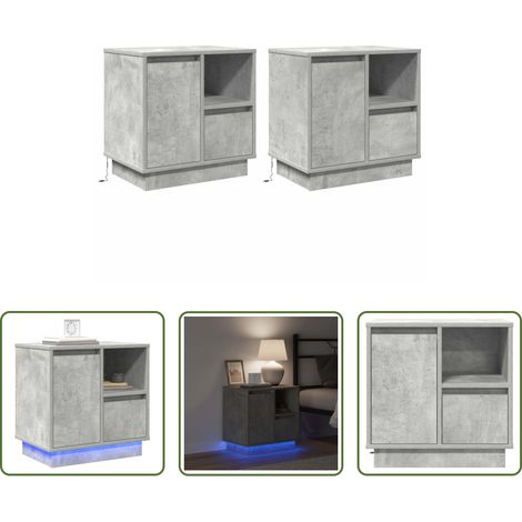 vidaXL Meuble de salle de bain - Cabinet de chevet 2 pcs Gris béton 50 x 34,5 x 50 cm. (1/5)