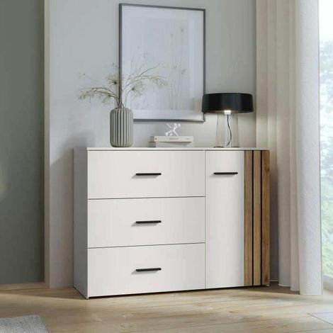 BigBuy WAIKATO Kommode Weiß 3 Schubladen 119,9x41,3x89,7 cm