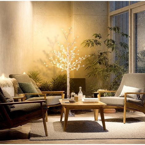 Albero luminoso LED di ciliegio 21x21x150 cm in plastica bianca, dimmerabile, FloraGrace (1/5)